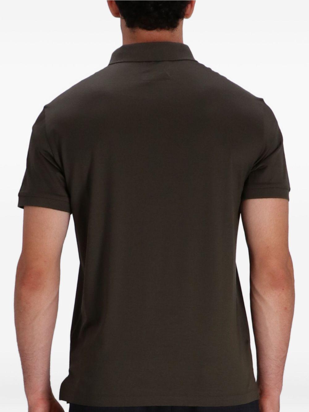 Polo marrone Lyocell con stampa 