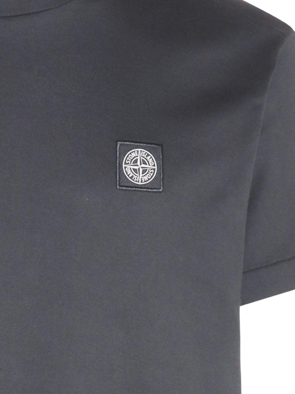 T-shirt grigia con applicazione logo 
