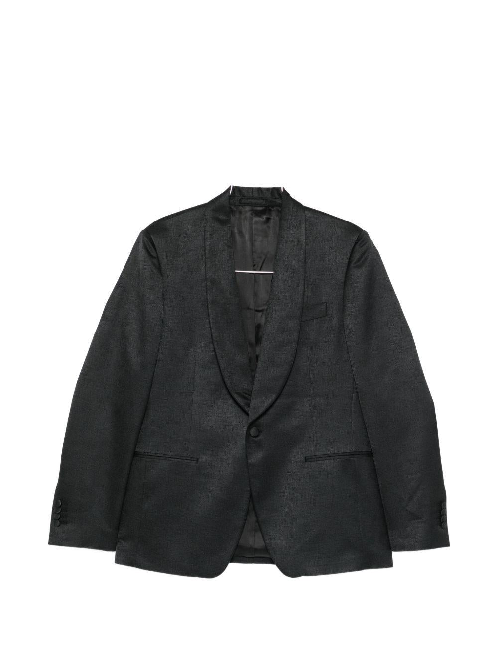 Blazer monopetto nero con scollo a scialle 