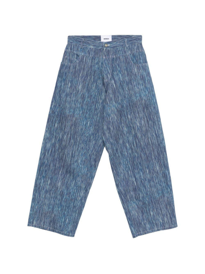 Jeans blu in cotone effetto testurizzato 