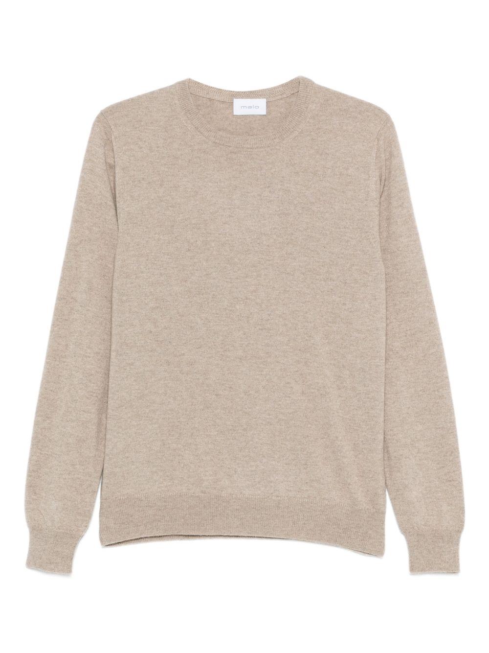 Maglione girocollo beige in cashmere 