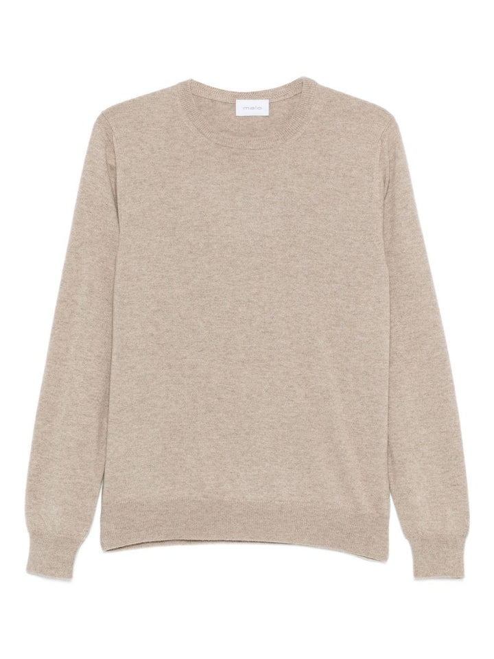 Maglione girocollo beige in cashmere 