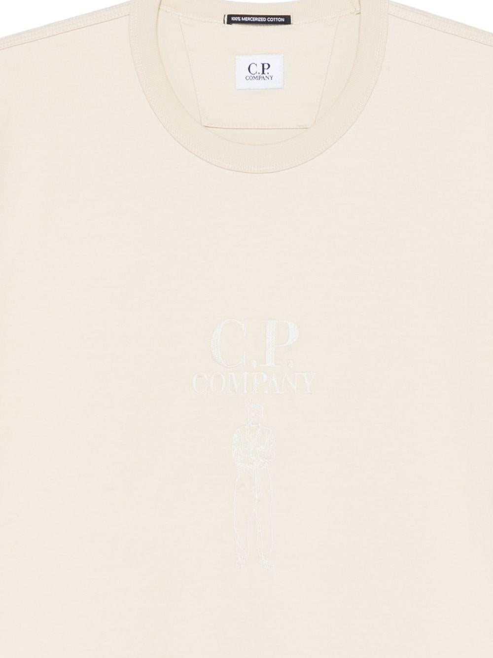 T-shirt beige con logo 