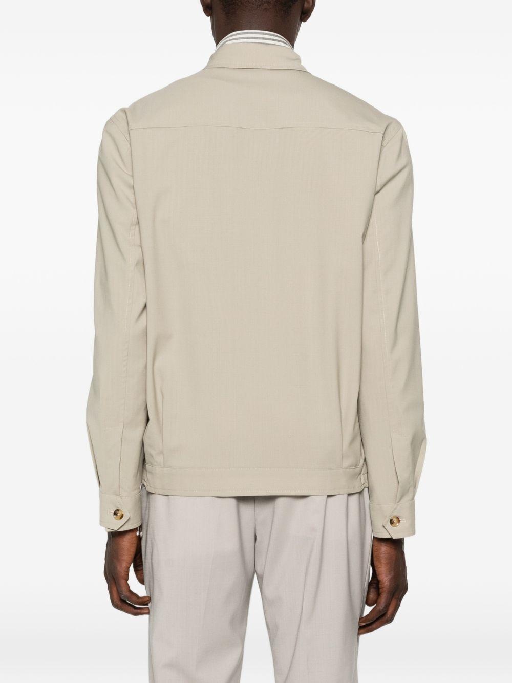 Giacca camicia beige con zip 
