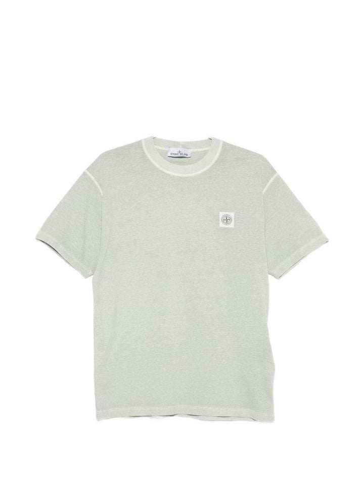 T-shirt sage con applicazione logo 