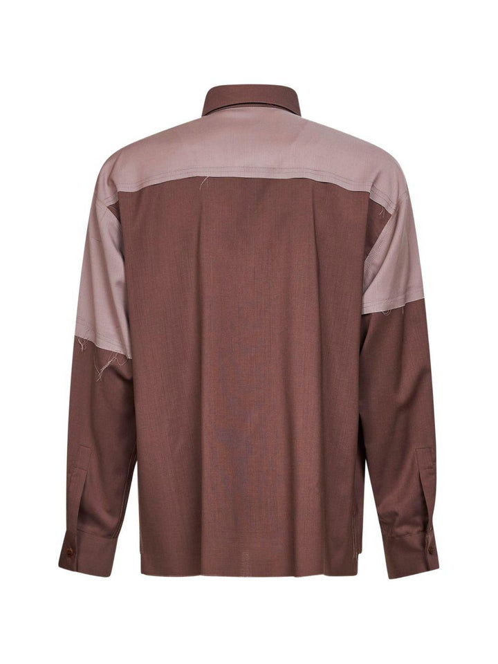 Camicia Richard granata/rosa color-block 