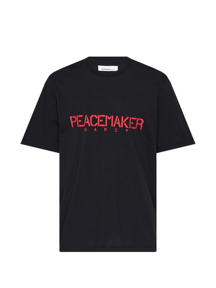 T-shirt nera in cotone con logo 