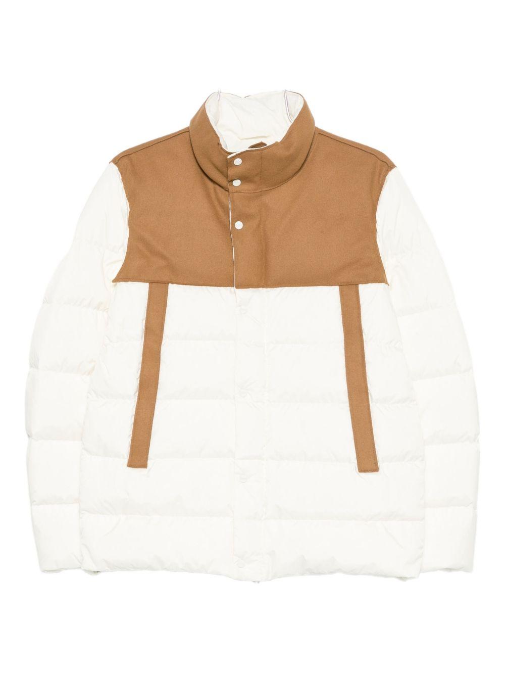 Piumino trapuntato bianco/marrone 