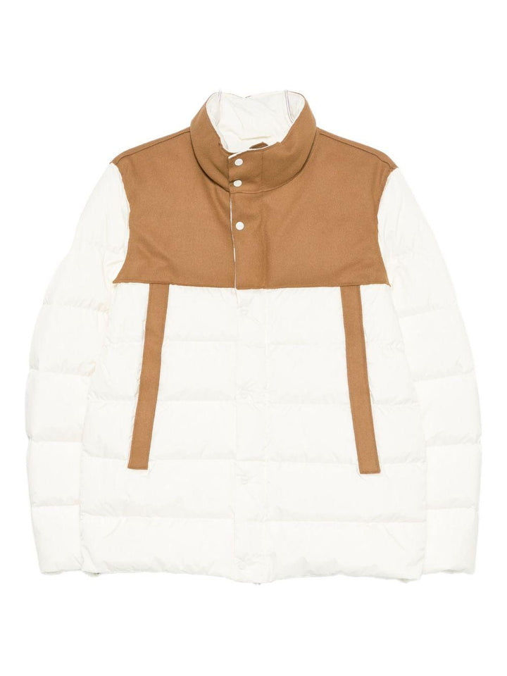 Piumino trapuntato bianco/marrone 
