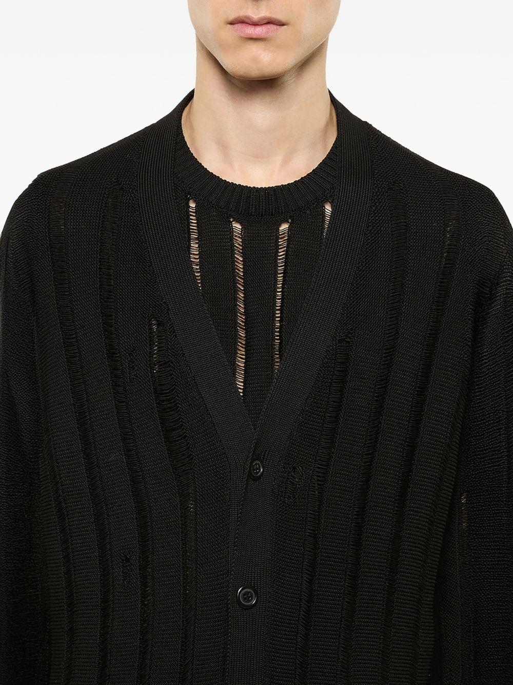 Cardigan nero con trasparenze con bottoni 