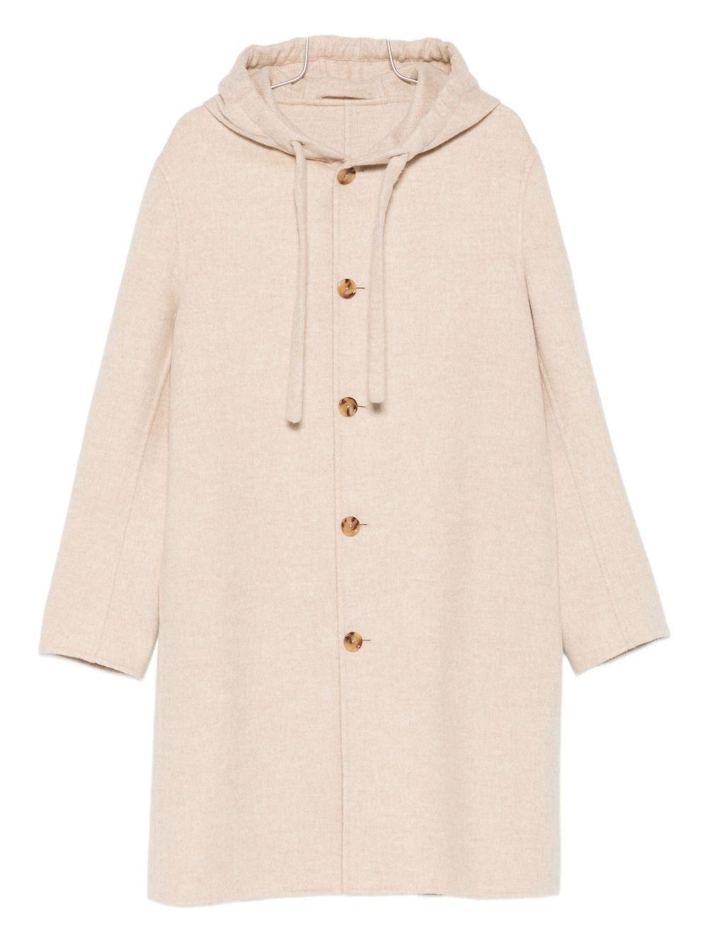 Cappotto beige chiaro con cappuccio 