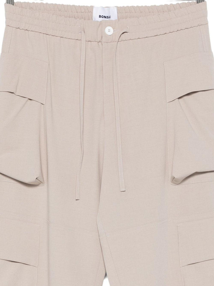 Pantaloni cargo beige con coulisse