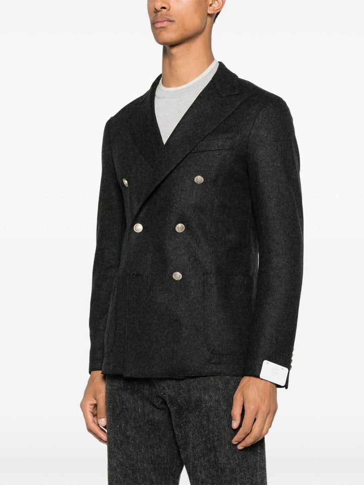 Blazer nero doppiopetto con tasche applicate 