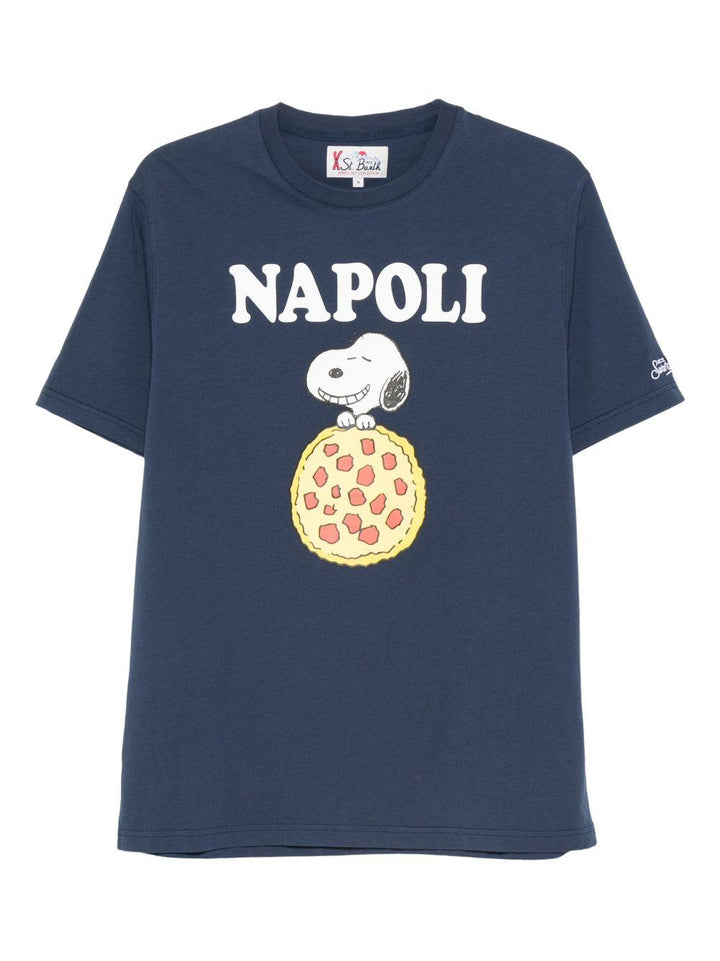 T-shirt blu con stampa 