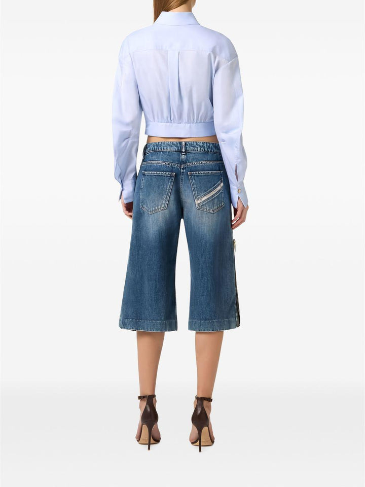 Camicia crop con doppio colletto 