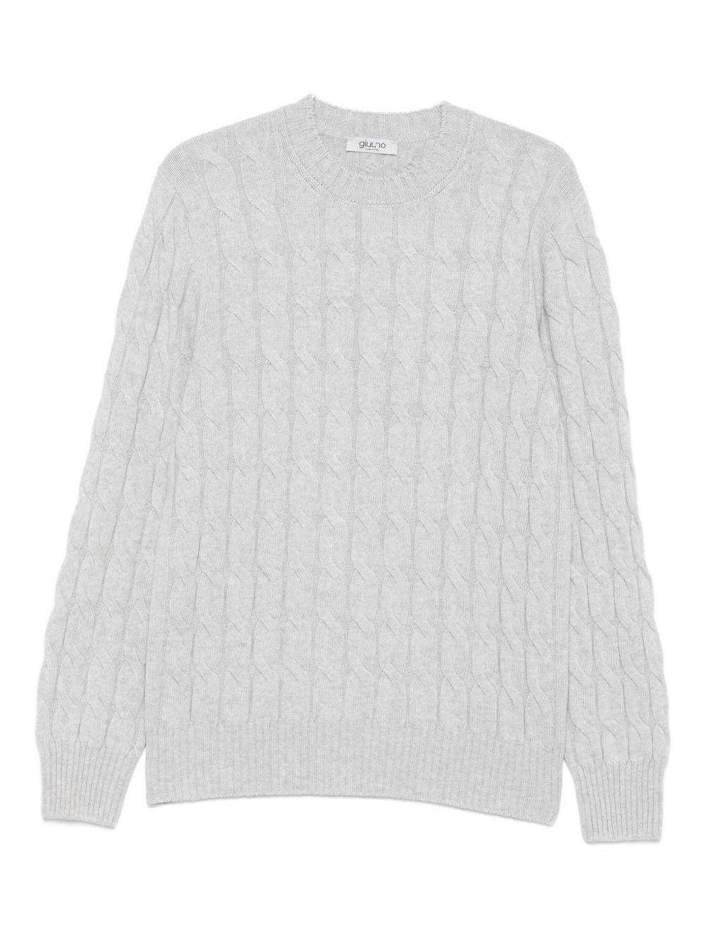 Maglione con lavorazione intrecciata grigio chiaro 
