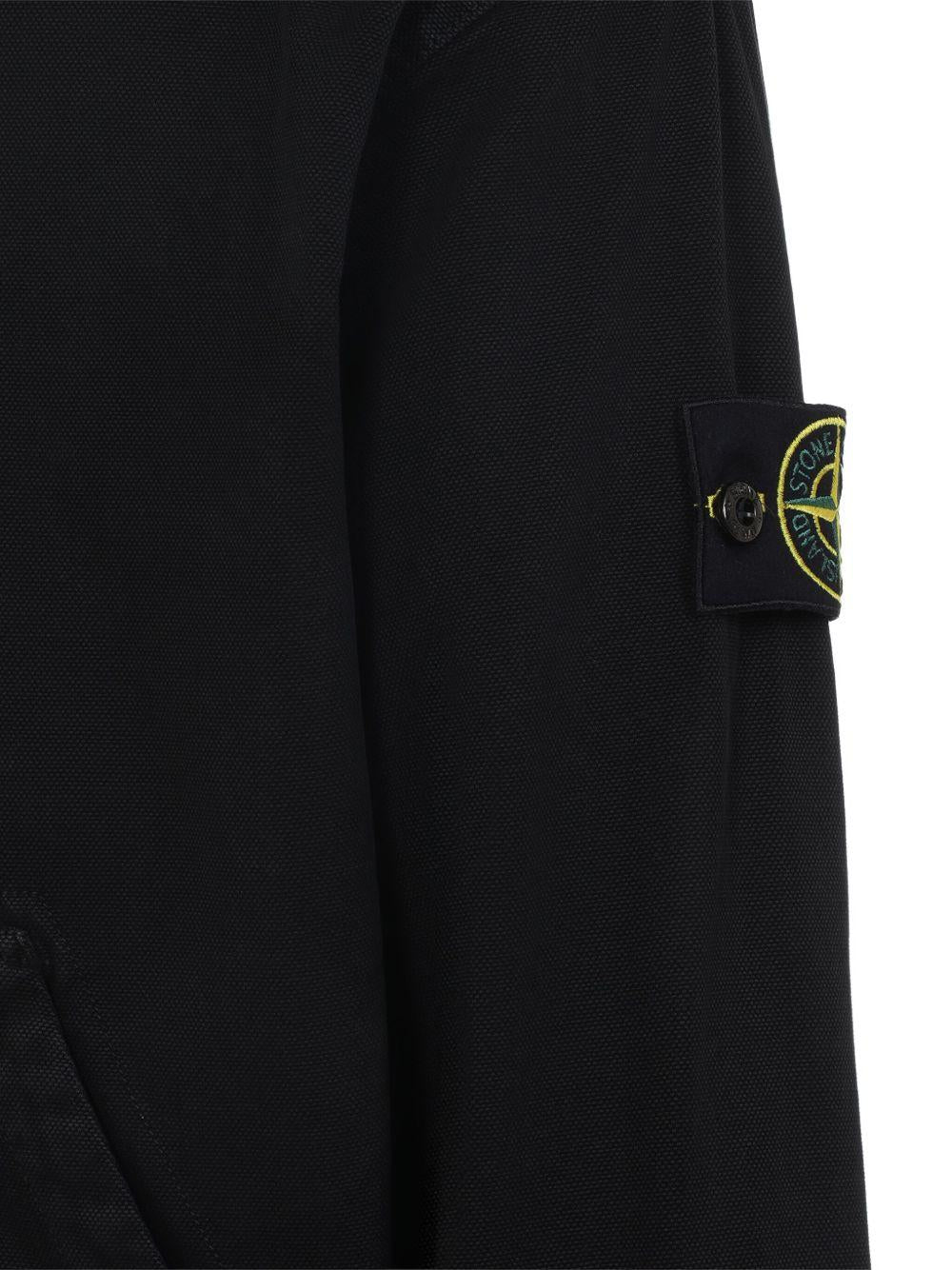 Felpa nera con cappuccio, zip e logo 