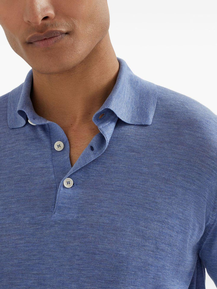Polo in maglia leggera blu fiordaliso 