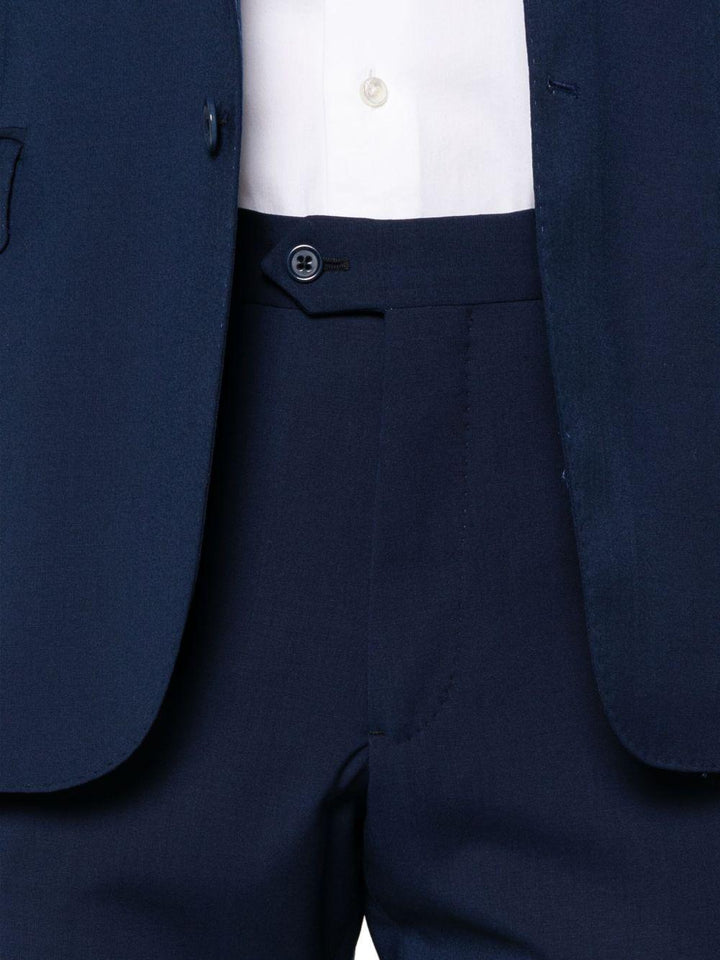Completo monopetto in lana vergine blu 