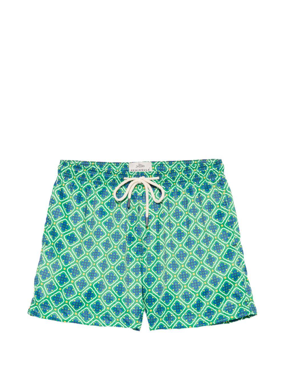 Costume da bagno Pantelleria con stampa geometrica verde e blu 