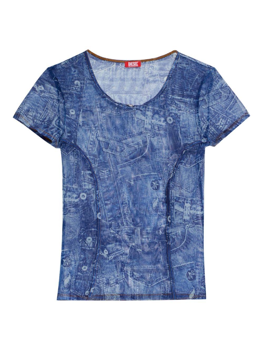 T-shirt con stampa denim 