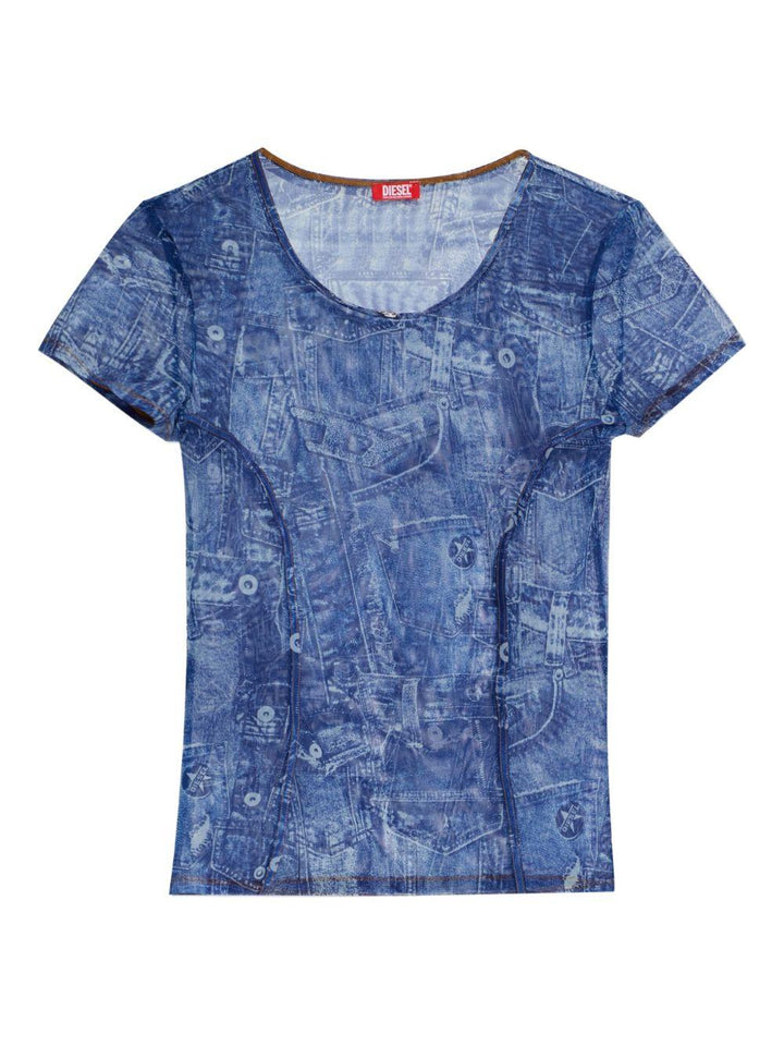 T-shirt con stampa denim 