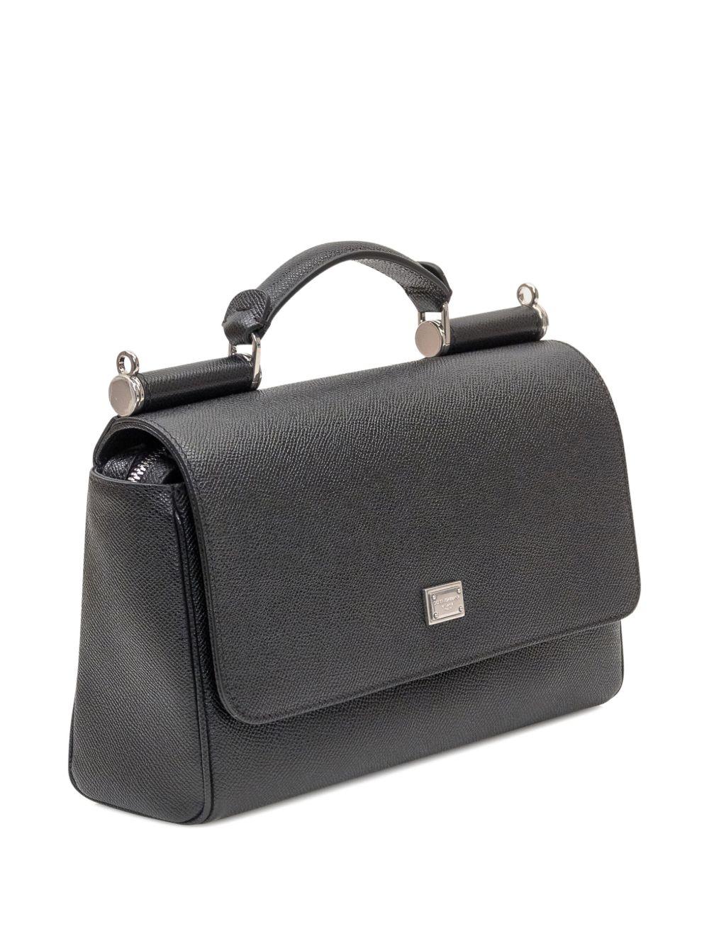 Borsa tote nera in pelle con tracolla 