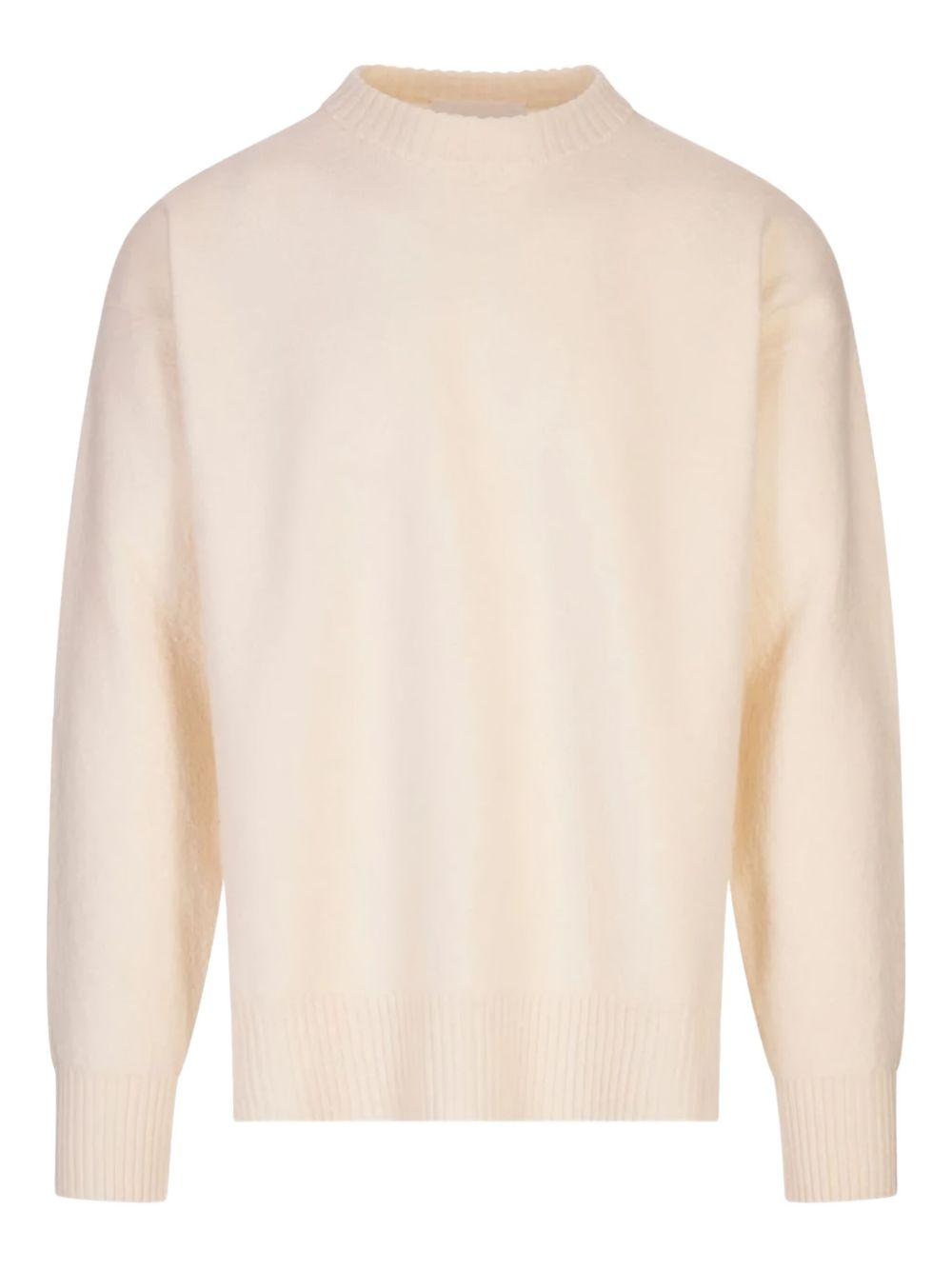 Maglione bianco opaco girocollo in lana 