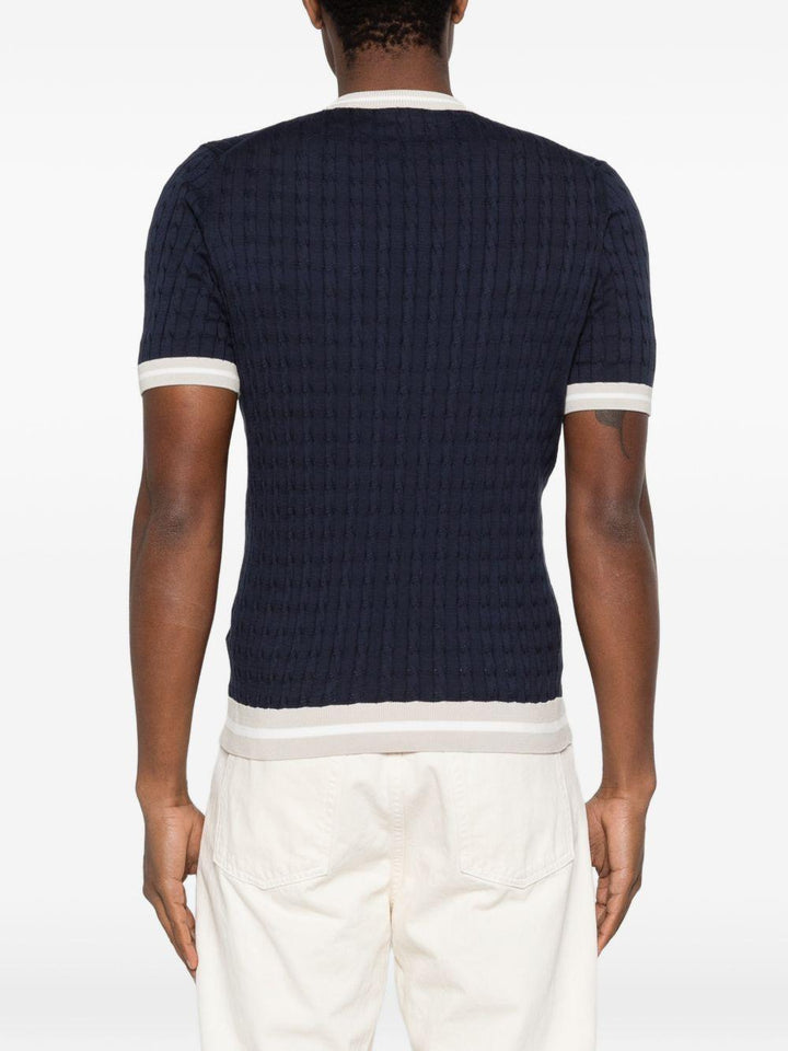 T-shirt in maglia blu/tortora 