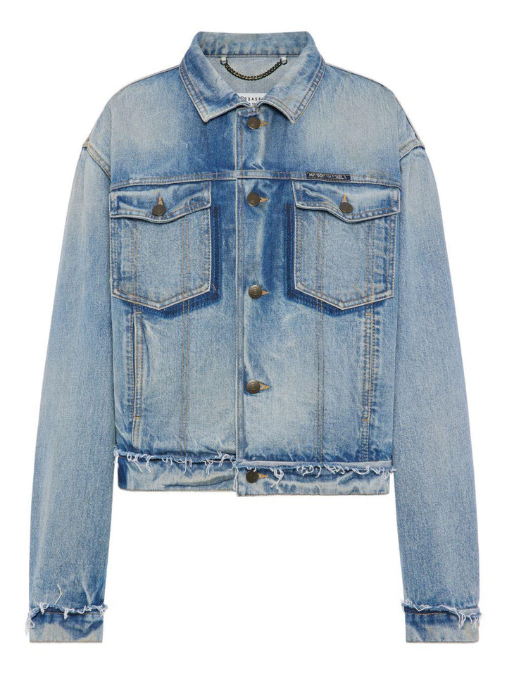 Giacca denim con bordi sfrangiati 