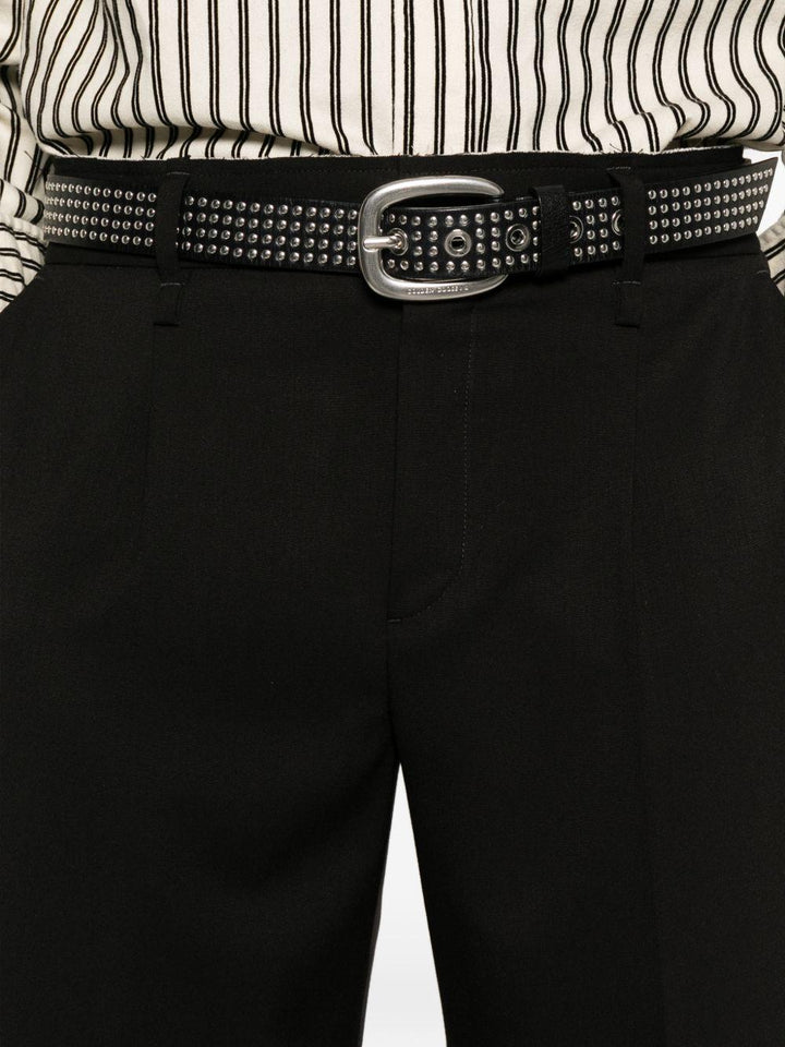 Pantaloni neri con pieghe e passanti 