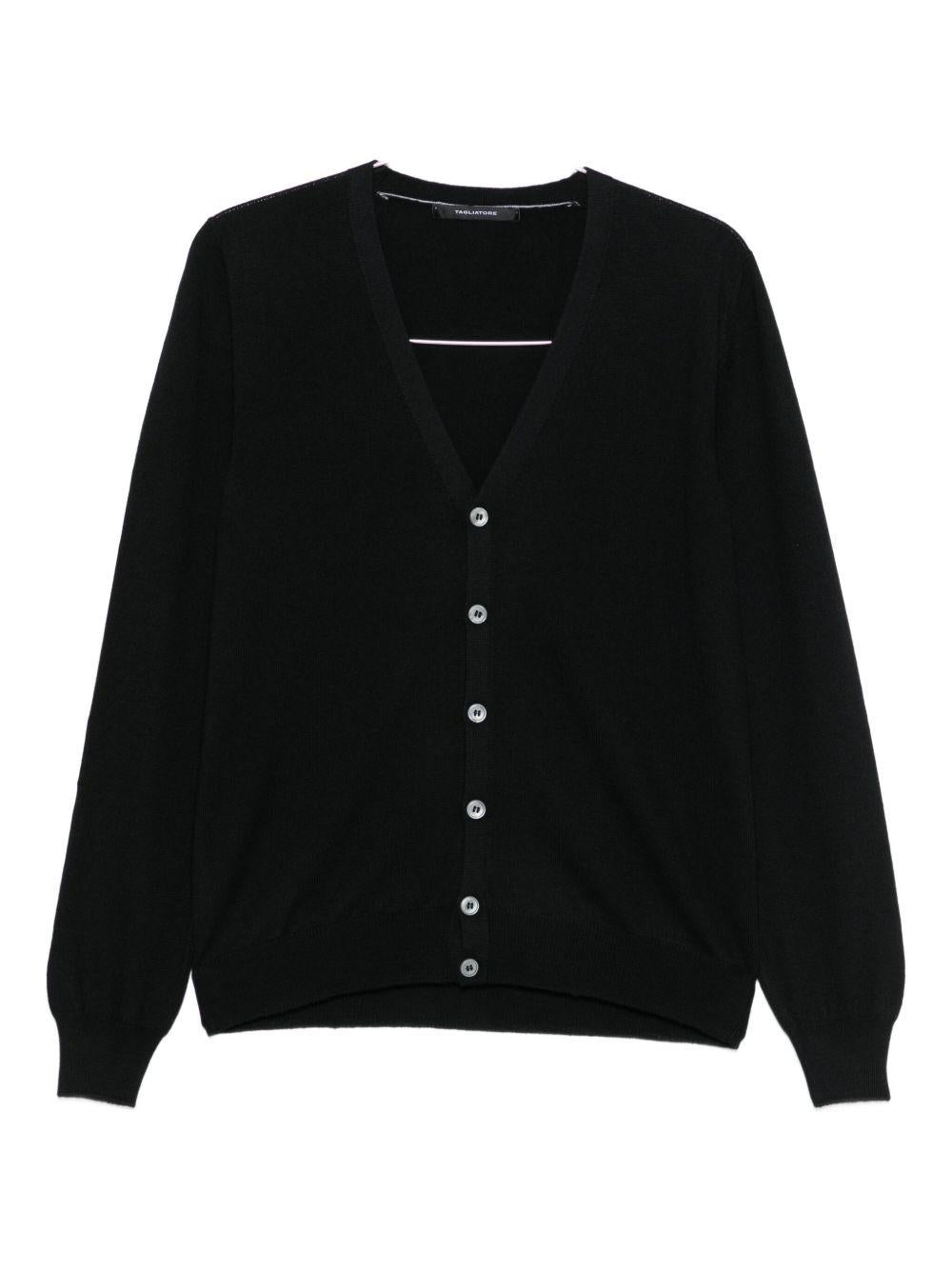 Cardigan con bottoni e scollo a V nero 