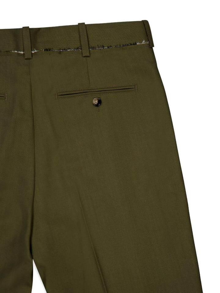 Pantaloni verdi in lana con pieghe 
