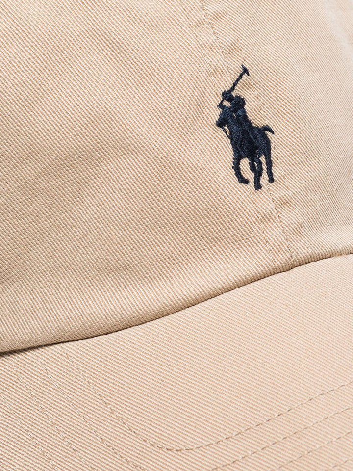 Cappello da baseball beige in cotone chino 