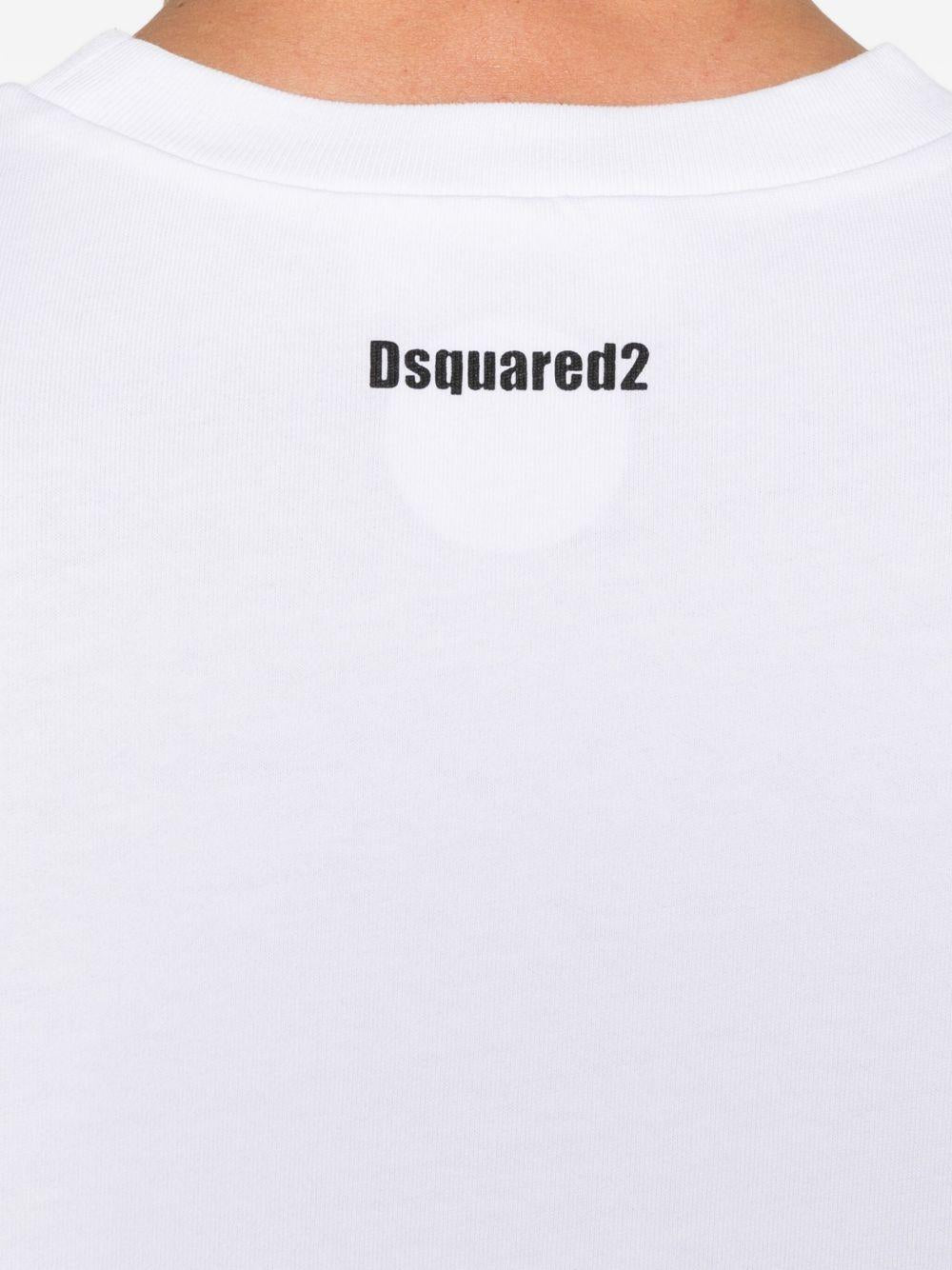 T-shirt bianca in cotone con logo posteriore 