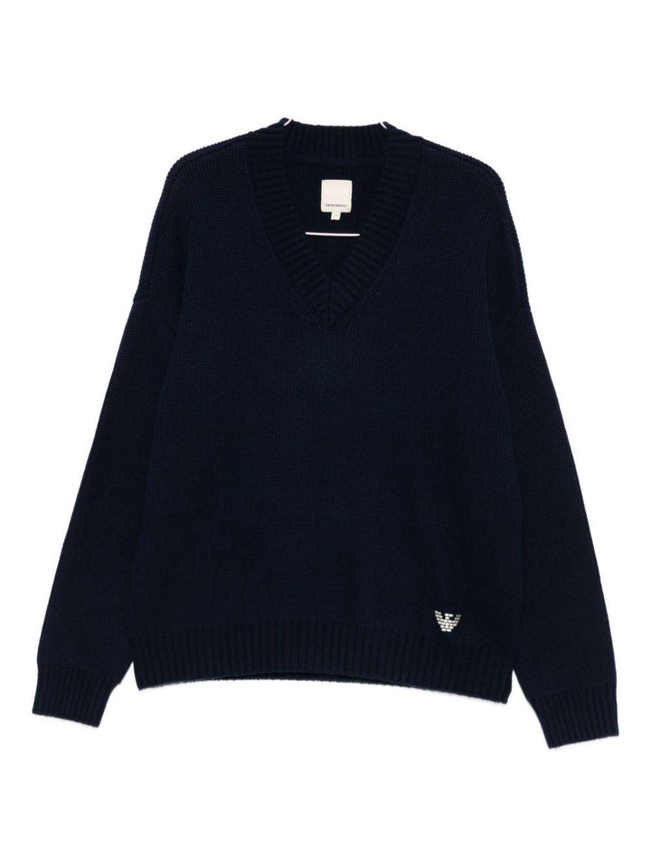 Maglione blu navy con scollo a V 