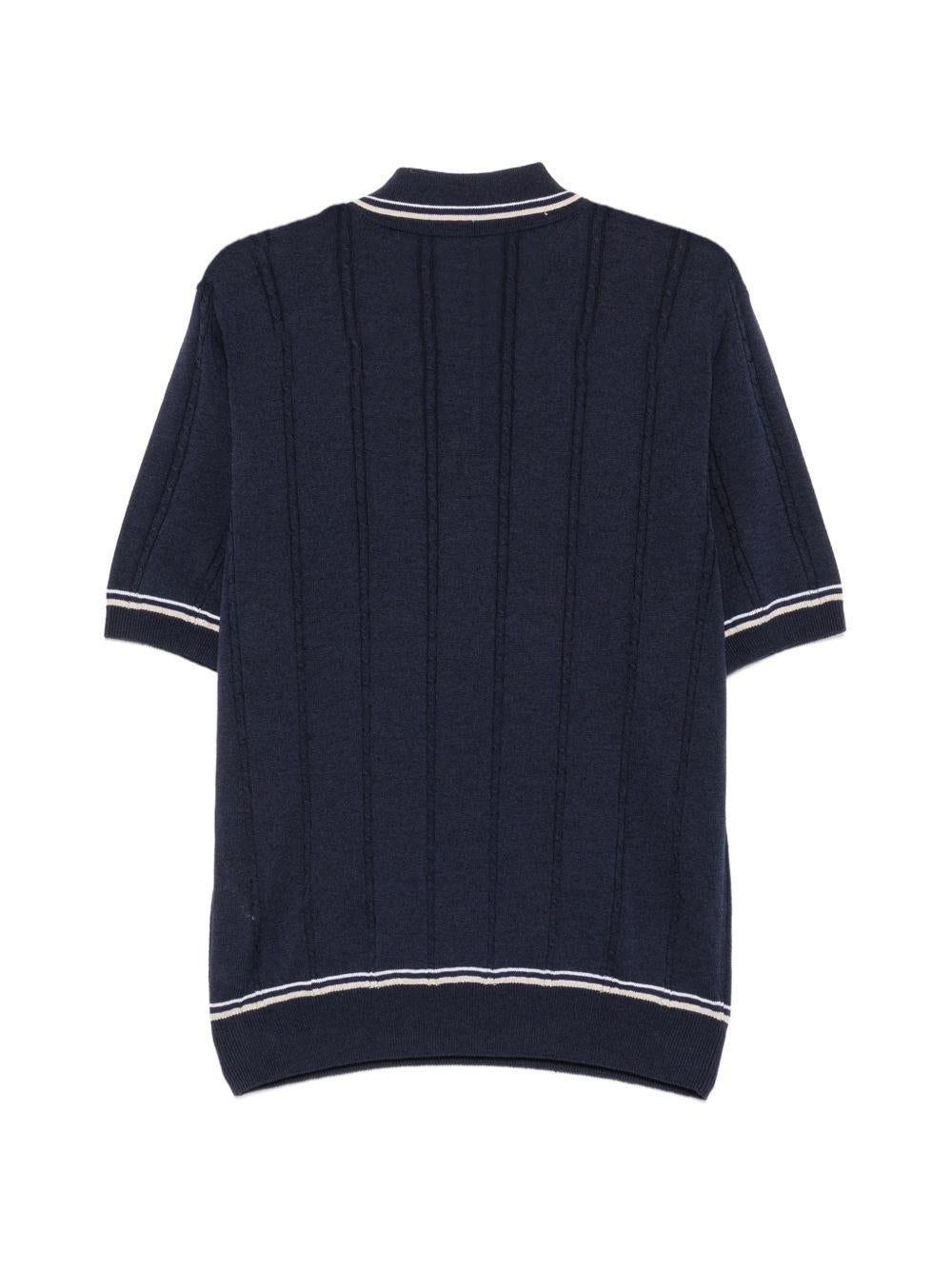 Polo lavorata a trecce blu e beige 