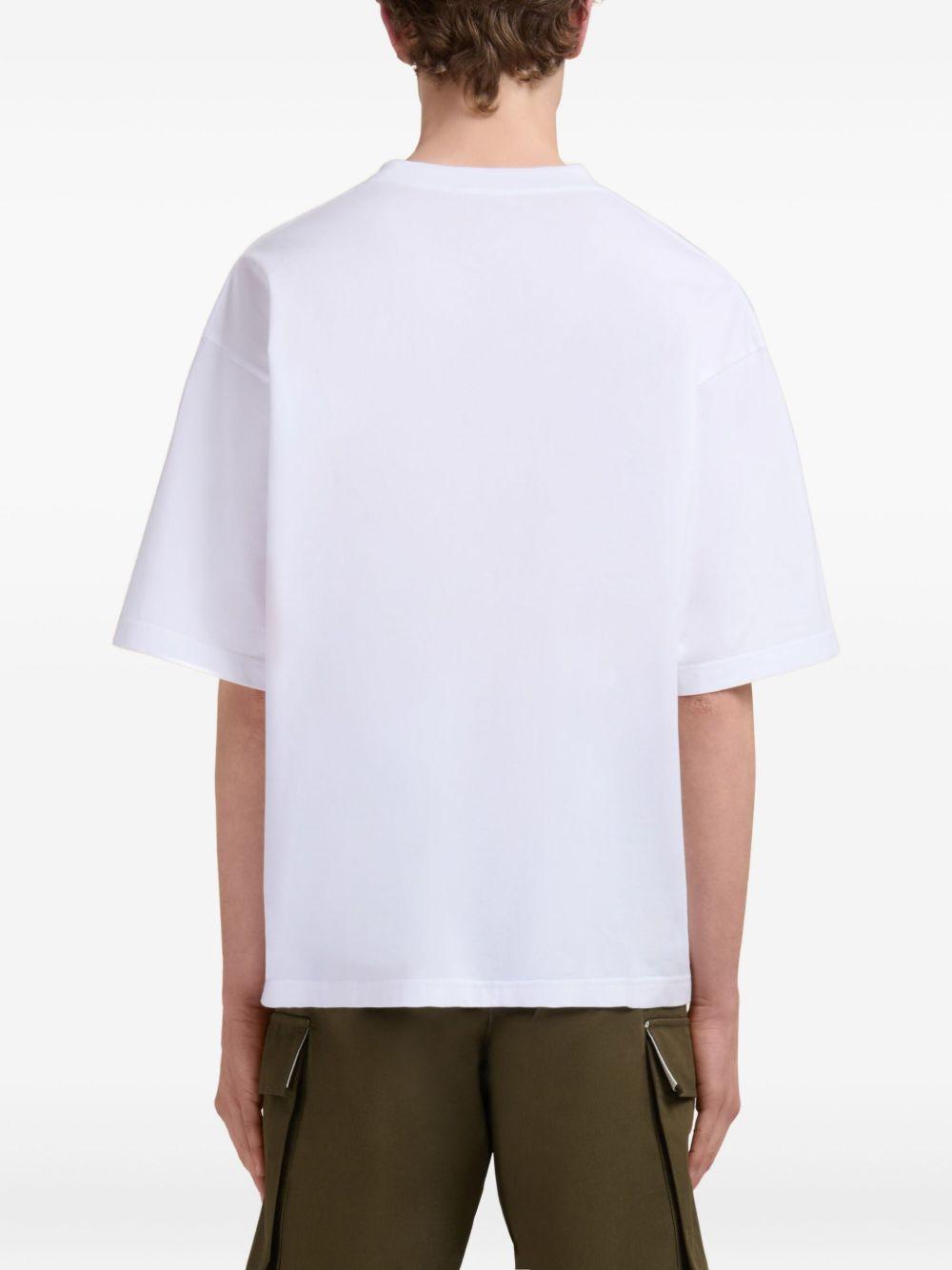 T-shirt bianca in cotone con stampa logo 