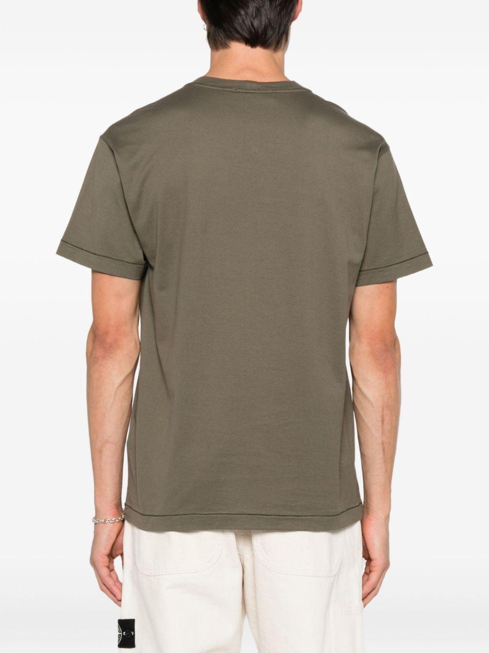 T-shirt kaki con applicazione logo 