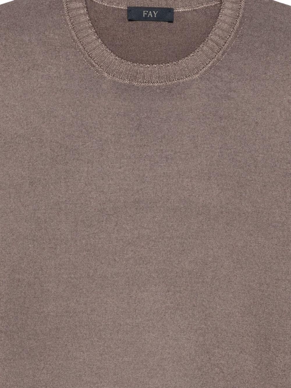 Maglione beige girocollo in lana 
