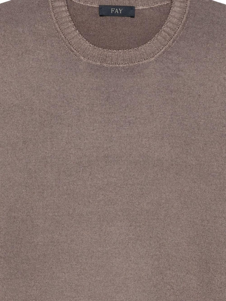 Maglione beige girocollo in lana 