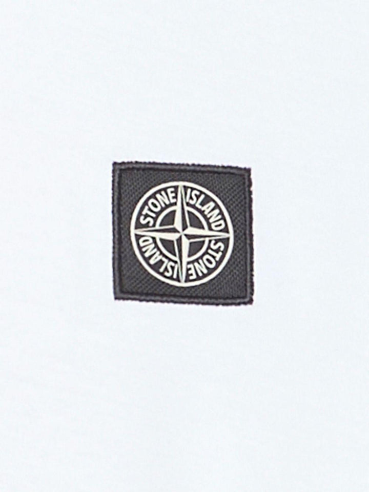 T-shirt bianco con applicazione logo 