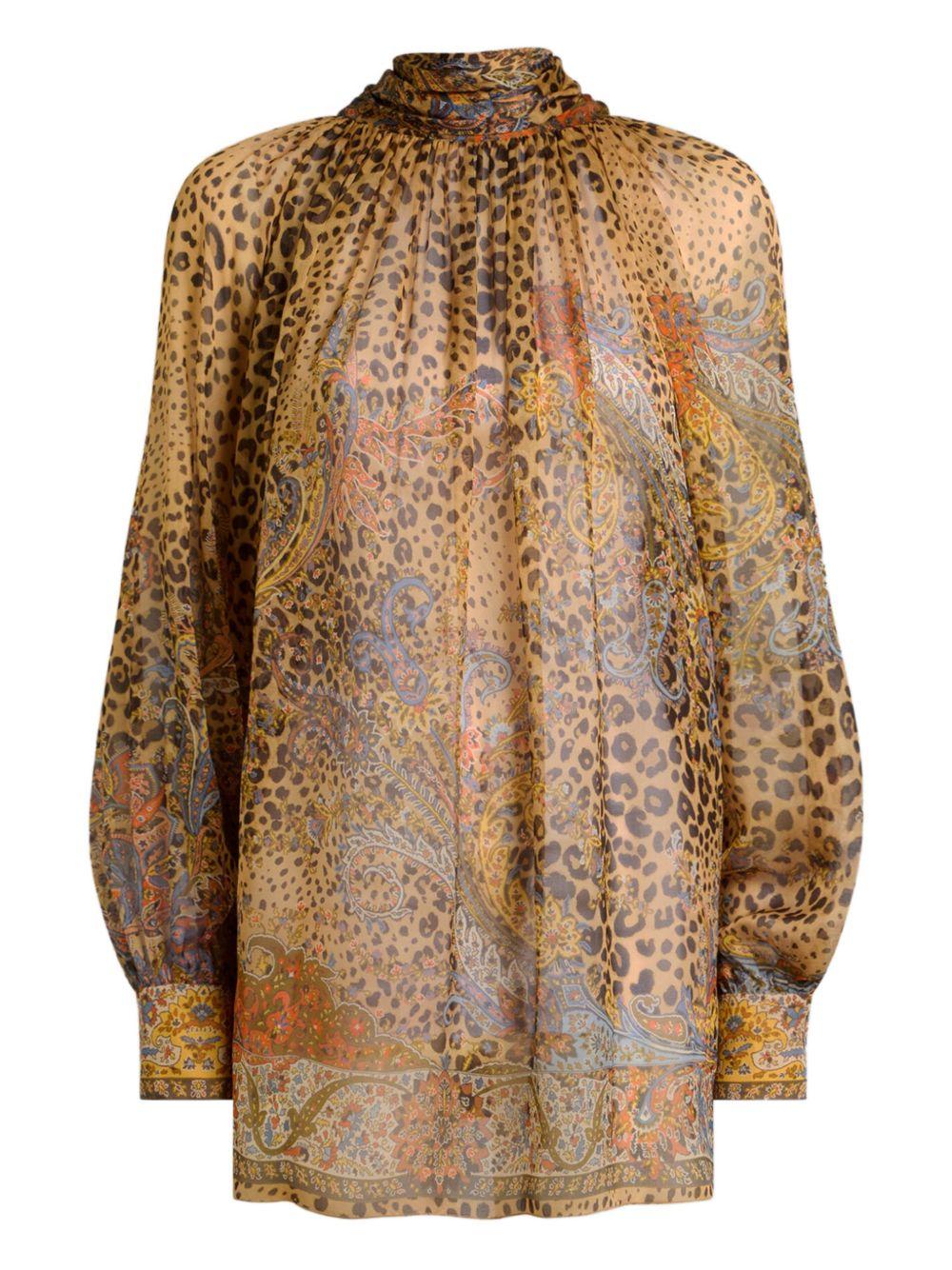 Top con stampa paisley animalier 
