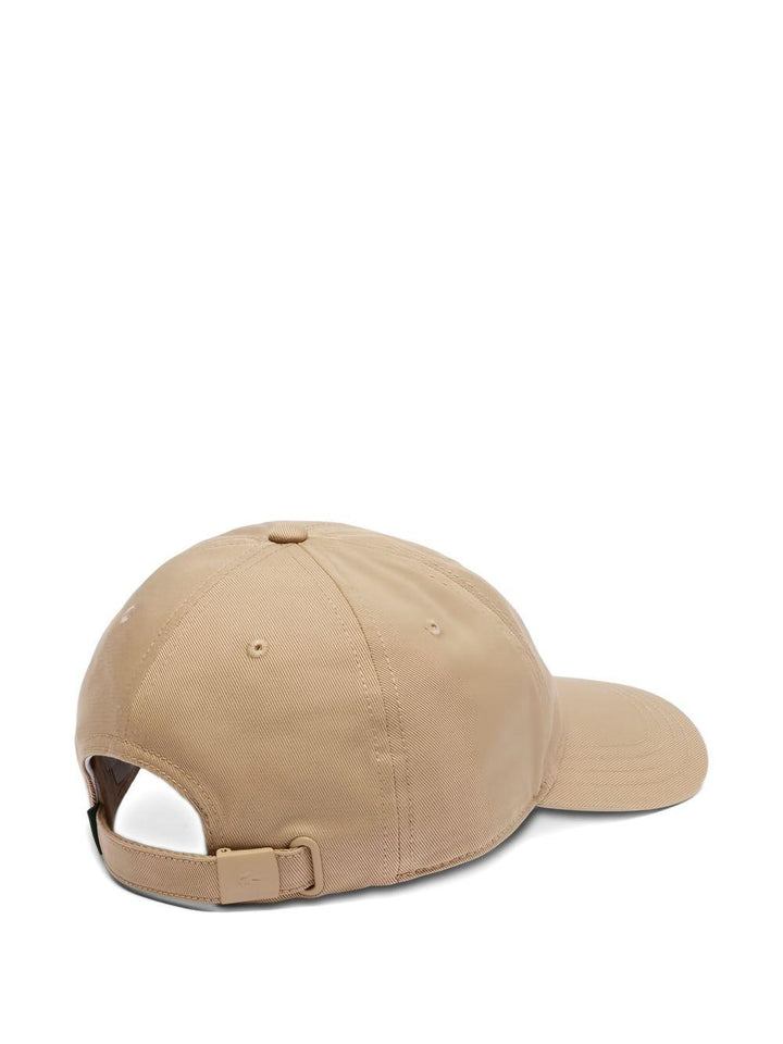 Cappello da baseball beige con applicazione logo 