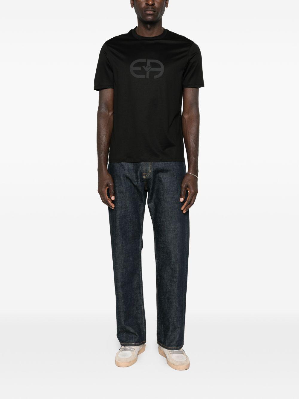 T-shirt girocollo nera con stampa 