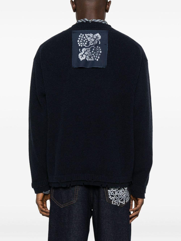 Maglione blu a coste 