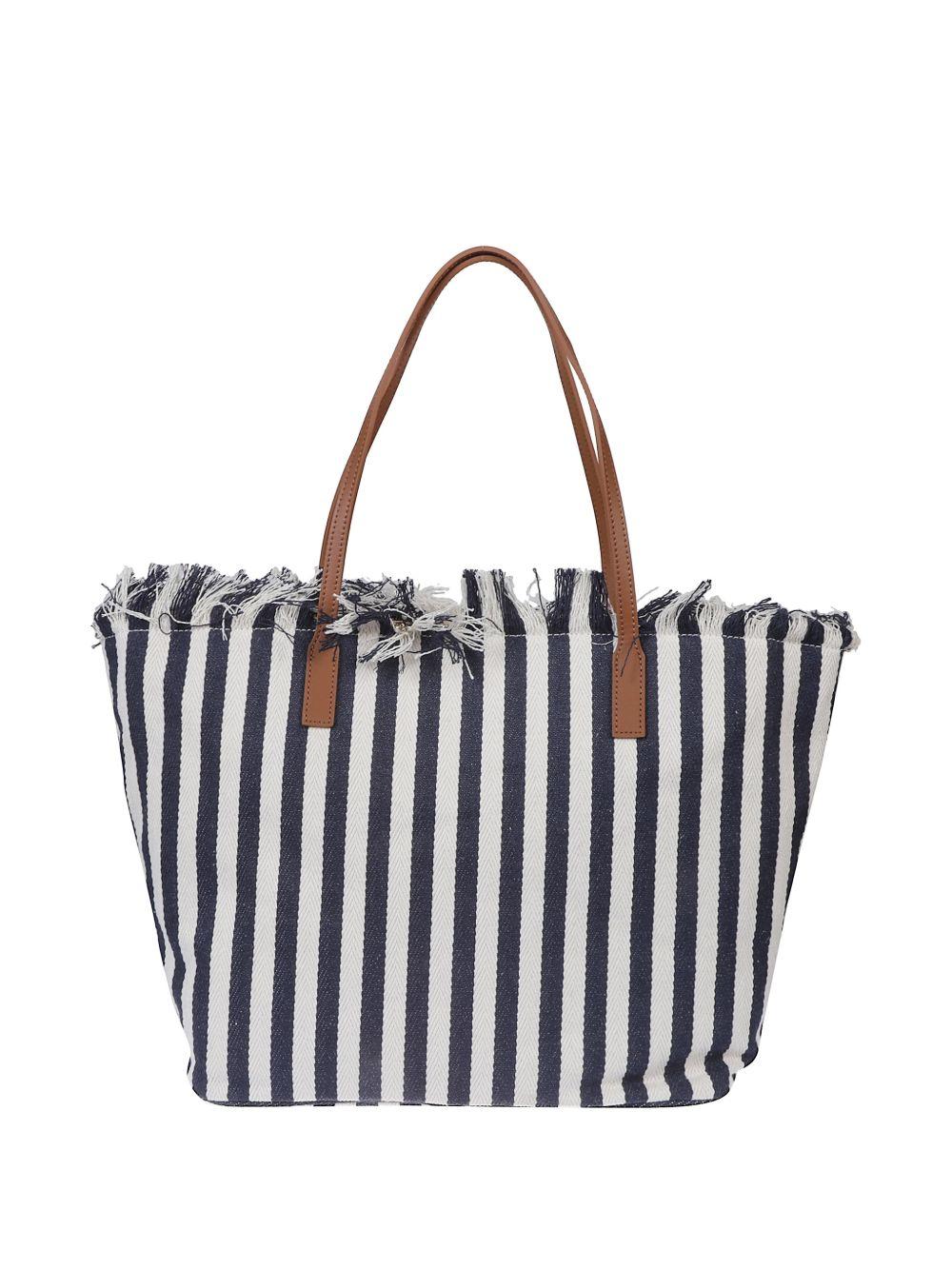 Borsa tote con frange a righe 