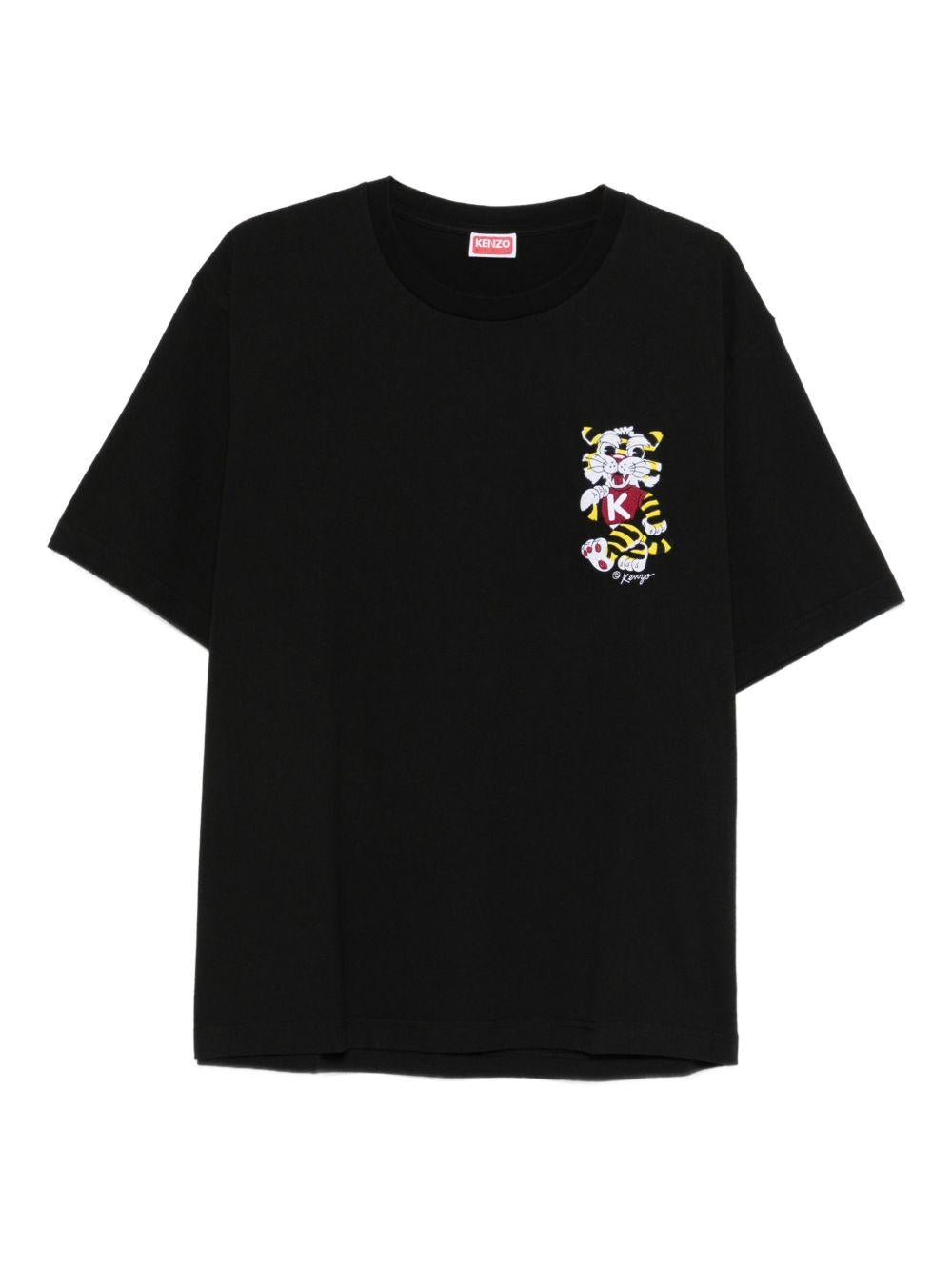 T-shirt nera con ricamo 