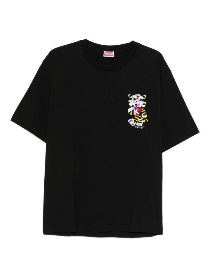 T-shirt nera con ricamo 