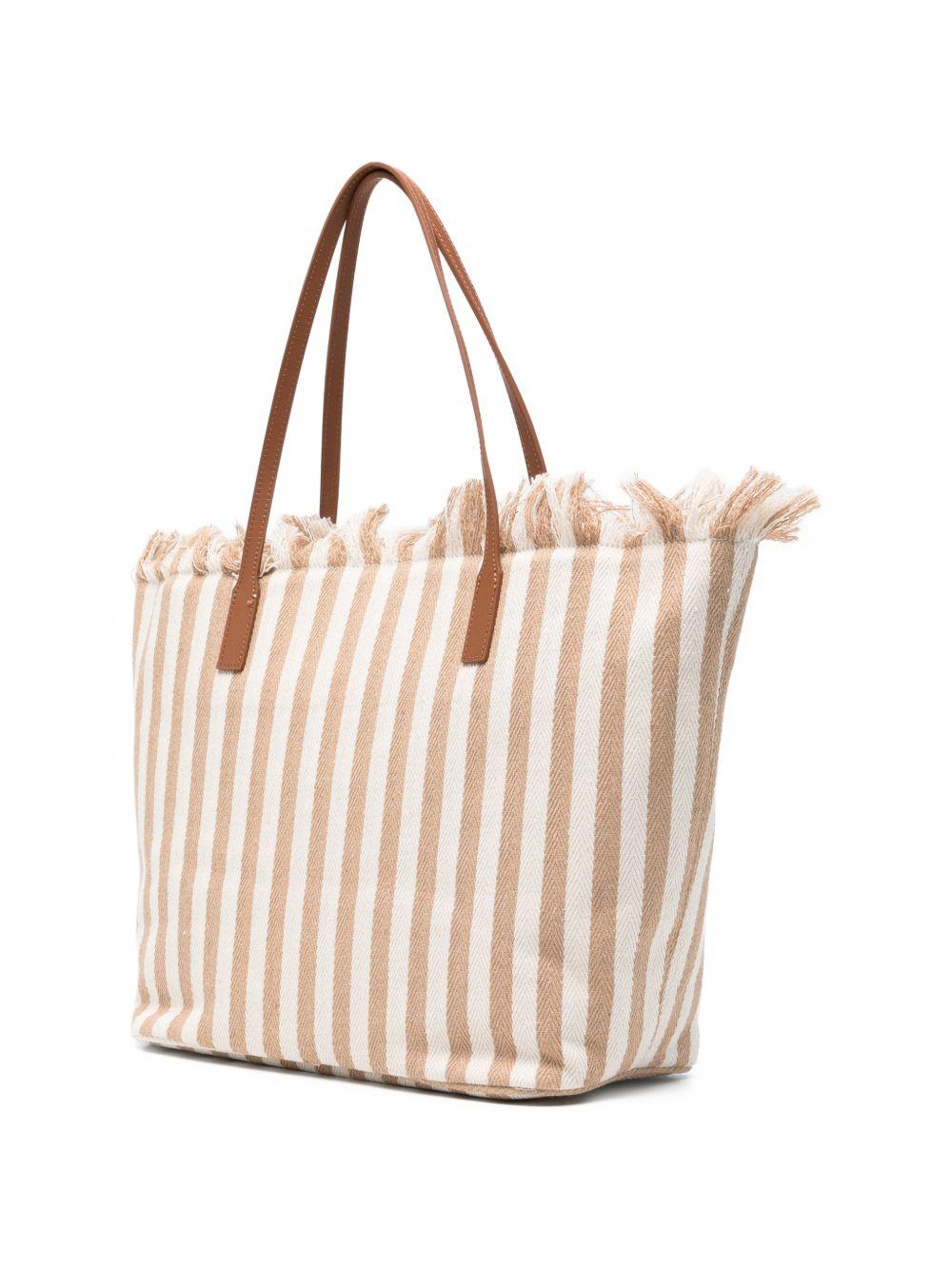 Borsa tote con frange a righe 